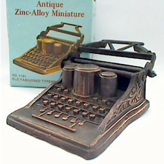Antique Finished Zinc-Alloy Miniature Pencil Sharpener TYPEWRITER #1151 2.25" 